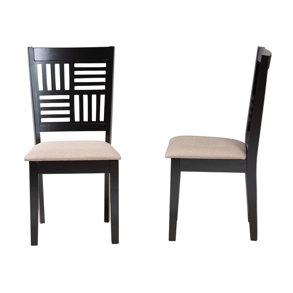 Baxton Studio Deanna Modern Beige Fabric and Dark Brown Finished Wood 2-Piece Dining Chair Set, PR - 232-2PC-13183-ZORO