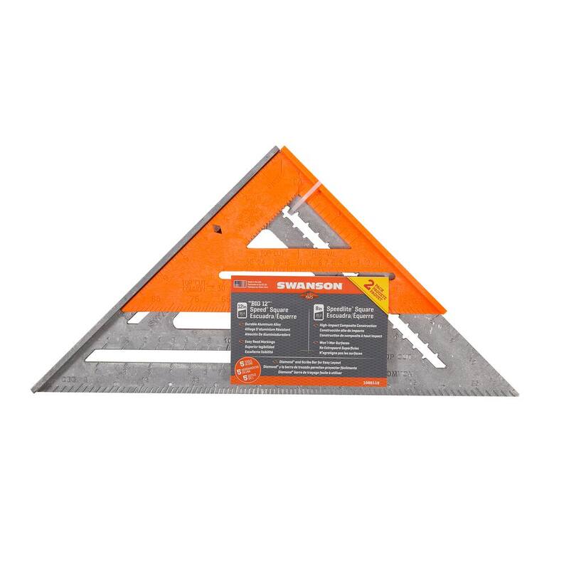 Swanson 12 in. Aluminum Speed Square with Plain Markings and 8 in. Speedlite Orange Composite Speed Square Combo - 108B118