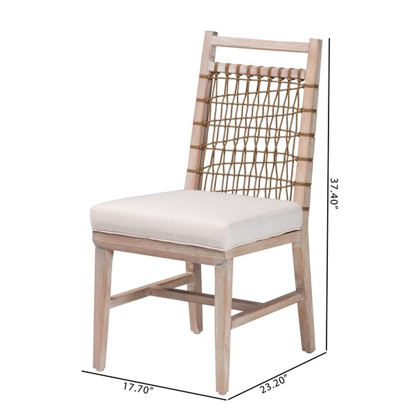 Bali & Pari Ulric Modern Bohemian White Washed Mahogany Wood Dining Chair - 238-13426-ZORO