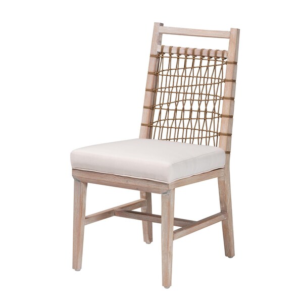 Bali & Pari Ulric Modern Bohemian White Washed Mahogany Wood Dining Chair - 238-13426-ZORO
