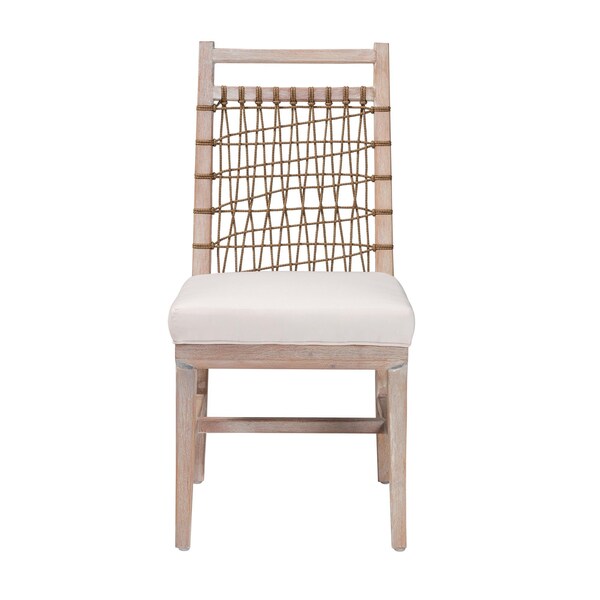 Bali & Pari Ulric Modern Bohemian White Washed Mahogany Wood Dining Chair - 238-13426-ZORO