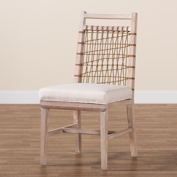 Bali & Pari Ulric Modern Bohemian White Washed Mahogany Wood Dining Chair - 238-13426-ZORO