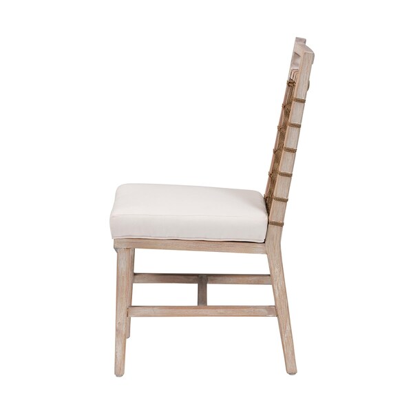 Bali & Pari Ulric Modern Bohemian White Washed Mahogany Wood Dining Chair - 238-13426-ZORO