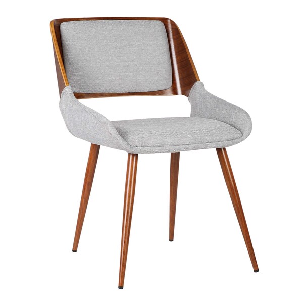 Armen Living Panda Mid-Century Dining Chair Walnut Finish and Gray Fabric - LCPNSIWAGRAY