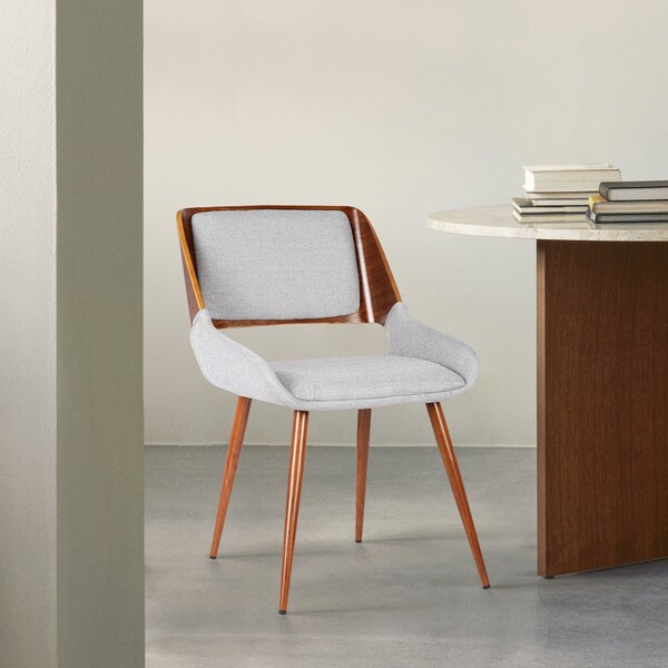 Armen Living Panda Mid-Century Dining Chair Walnut Finish and Gray Fabric - LCPNSIWAGRAY