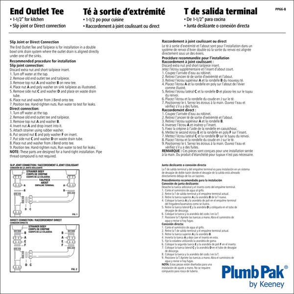 Plumb Pak Plumb Pak 1-1/2 in. D Plastic End Outlet Tee - PP66-8W