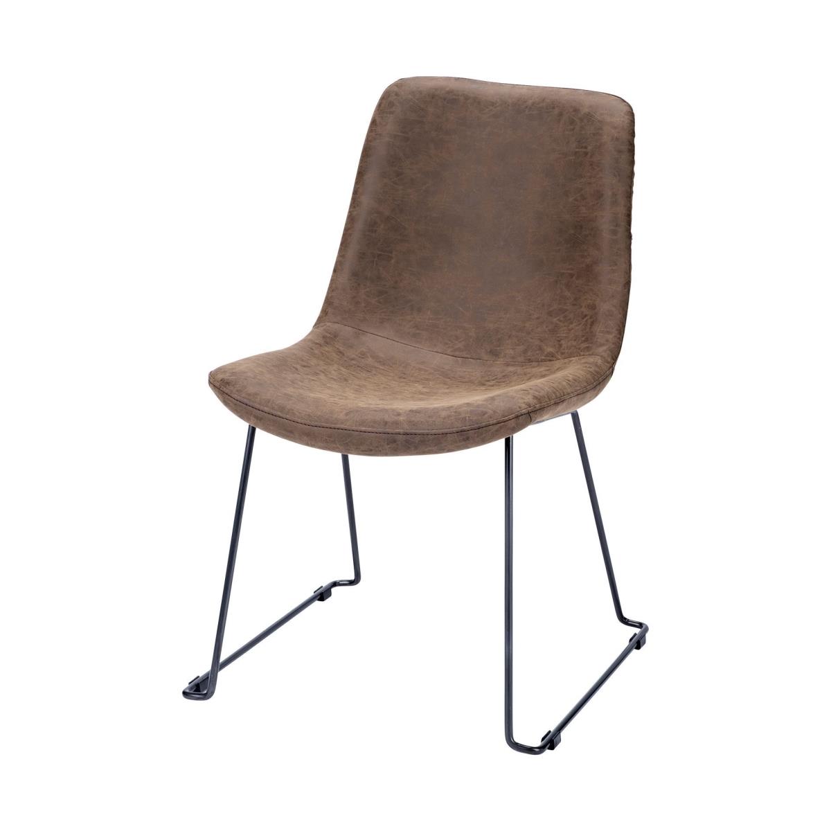 Gfancy Fixtures Brown Faux Leather Seat with Black Iron Frame Dining Chair - GF3672880