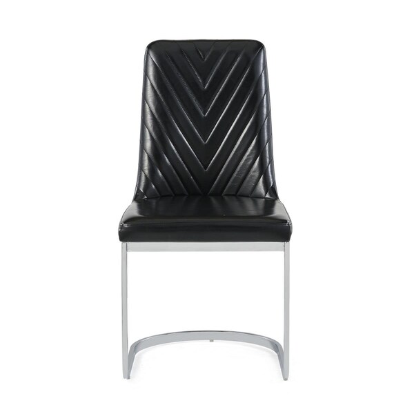 Gfancy Fixtures Modern Black Dining Chairs with Horse Shoe Style Metal Base, 2PK - GF3661211