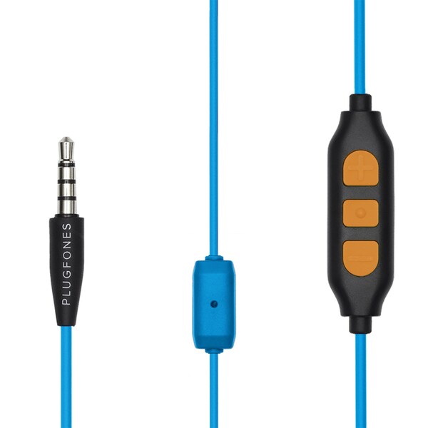 Plugfones Plugfones Guardian Plus 29 dB Nylon/Silicone/Soft Foam 3.5 MM Jack Earplugs/Earphones w/Mic Blue/Ora - PGP-UO