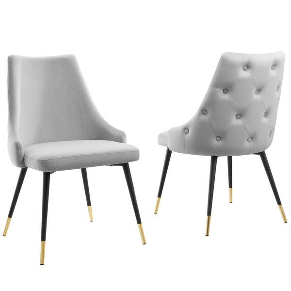 Modway Furniture Adorn Performance Velvet Dining Side Chair, Light Gray - Set of 2 - EEI-5043-LGR