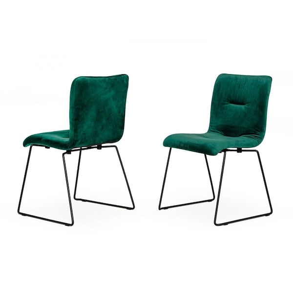 Homeroots Emerald Green Velvet Dining Chairs, 2PK - 472207