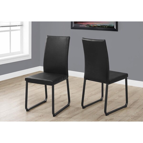 Gfancy Fixtures 38 in. Black Leather Look, Foam & Metal Dining Chairs, 2PK - GF2456728