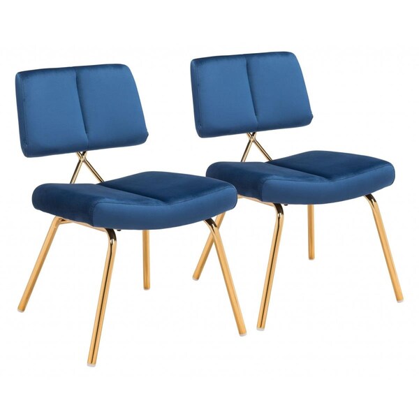 Homeroots Nicole Dining Chair, Blue, 2PK - 394722
