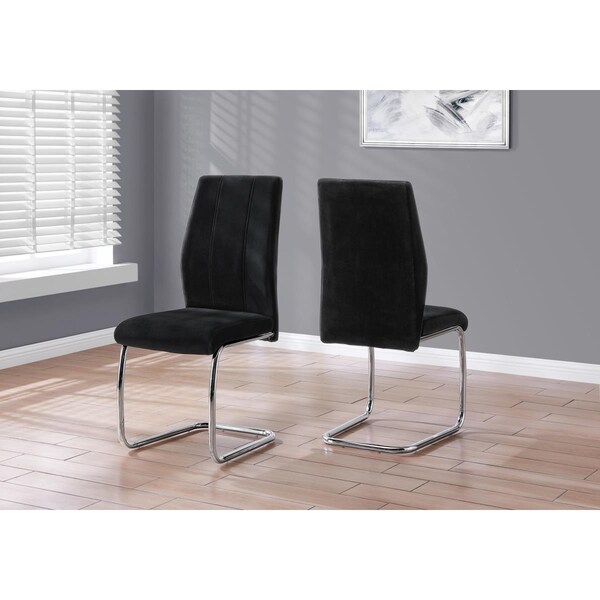 Daphnes Dinnette 39 in. Black Velvet & Chrome Dining Chair - 2 Piece - DA3070091