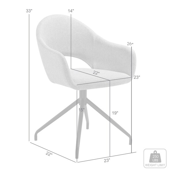 Armen Living Pria Swivel Upholstered Dining Chair in Gray Fabric with Black Metal Legs - Set of 2 - LCPRSIGRYBLK