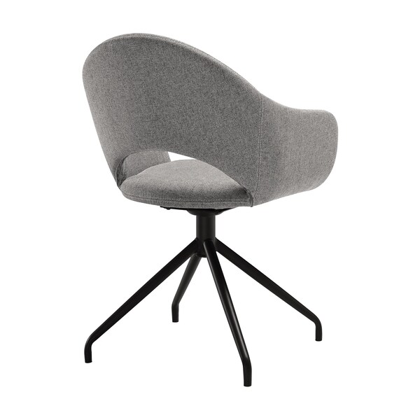 Armen Living Pria Swivel Upholstered Dining Chair in Gray Fabric with Black Metal Legs - Set of 2 - LCPRSIGRYBLK
