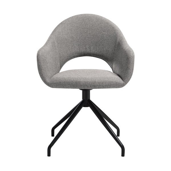 Armen Living Pria Swivel Upholstered Dining Chair in Gray Fabric with Black Metal Legs - Set of 2 - LCPRSIGRYBLK