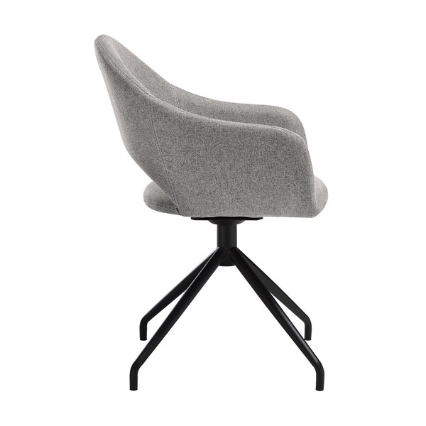 Armen Living Pria Swivel Upholstered Dining Chair in Gray Fabric with Black Metal Legs - Set of 2 - LCPRSIGRYBLK