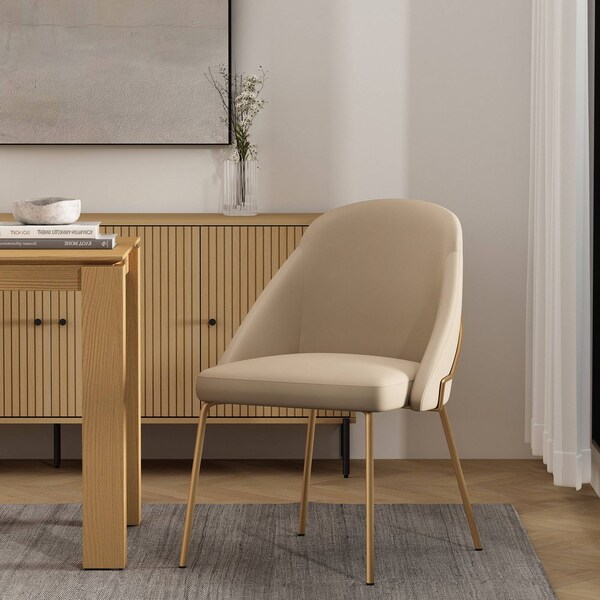 Manhattan Comfort Gracie Dining Chair in Tan and Gold - DC100-GTN