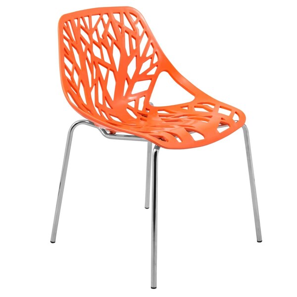 Kd Americana Modern Asbury Dining Chair with Chromed Legs - Orange - KD3034447