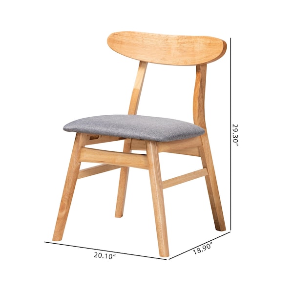 Baxton Studio Ulyana Mid-Century Grey Fabric and Natural Brown Finished Wood 2-Piece Dining Chair Set, PR - 232-2PC-13195-ZORO