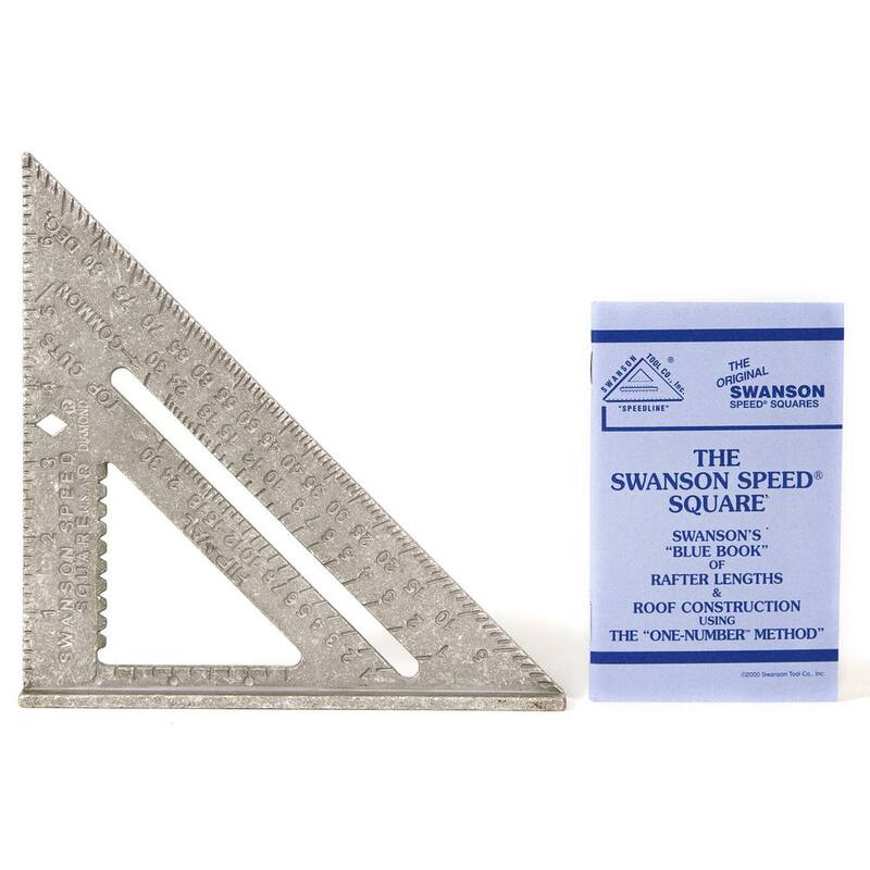 Swanson 7 in. Speed Square, Rafter / Carpenter Square Layout Tool with Etched Markings and Blue Book - T0101