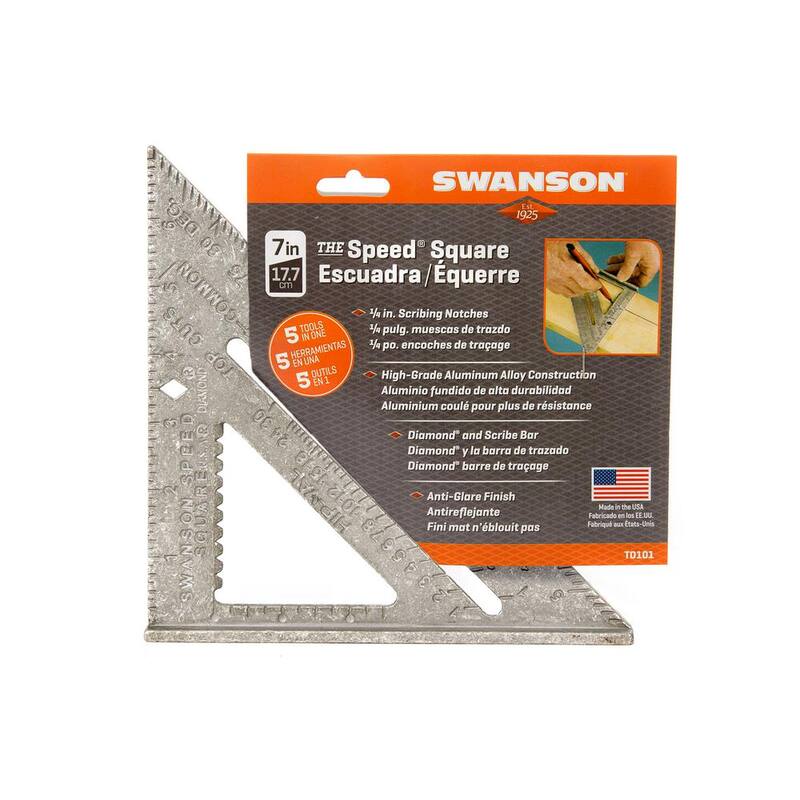Swanson 7 in. Speed Square, Rafter / Carpenter Square Layout Tool with Etched Markings and Blue Book - T0101