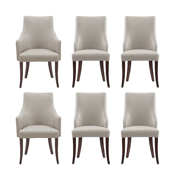 Manhattan Comfort 6-Piece Connie Dining Chair and Arm Chair in Light Grey - 6-DC095-LG