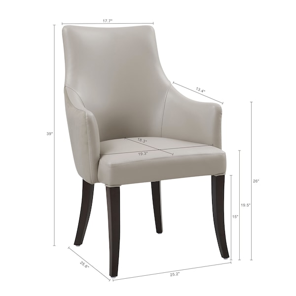 Manhattan Comfort 6-Piece Connie Dining Chair and Arm Chair in Light Grey - 6-DC095-LG