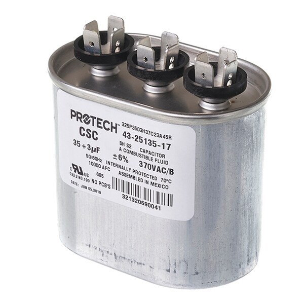 Rheem Oval Run Cap. 35/3Mfd, 370V - 43-25135-17