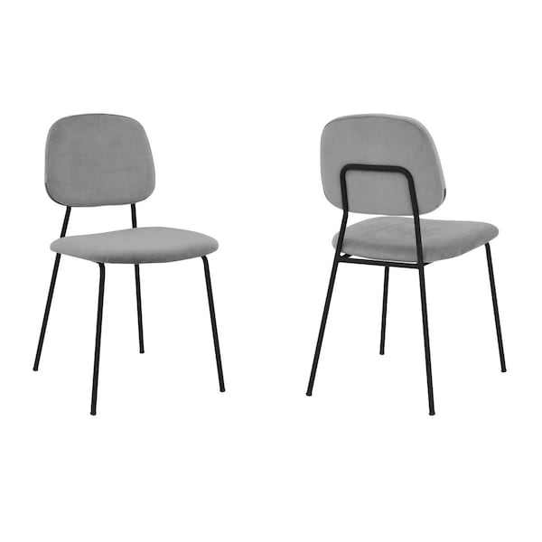 Armen Living Lucy Dining Room Chairs, Grey Velvet & Metal, 2PK - LCLCSIBLGR