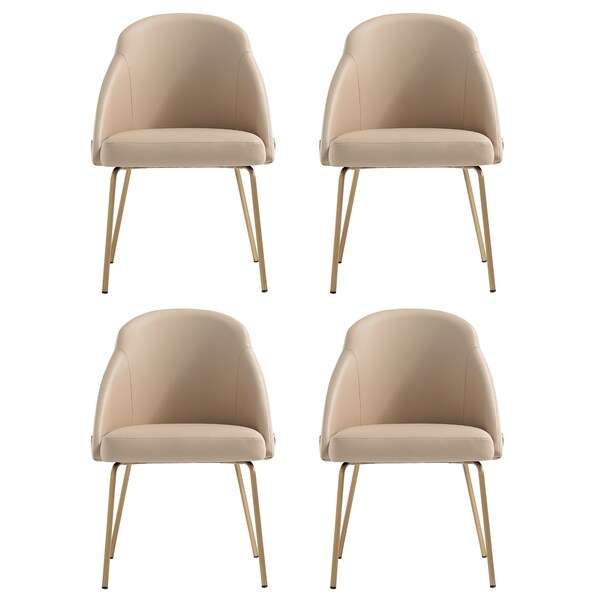 Manhattan Comfort Gracie Dining Chair in Tan and Gold - Set of 4 - 4-DC100-GTN