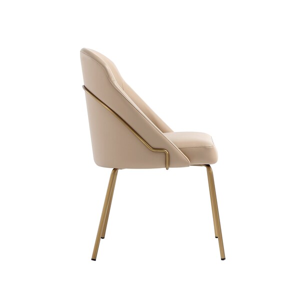 Manhattan Comfort Gracie Dining Chair in Tan and Gold - Set of 4 - 4-DC100-GTN