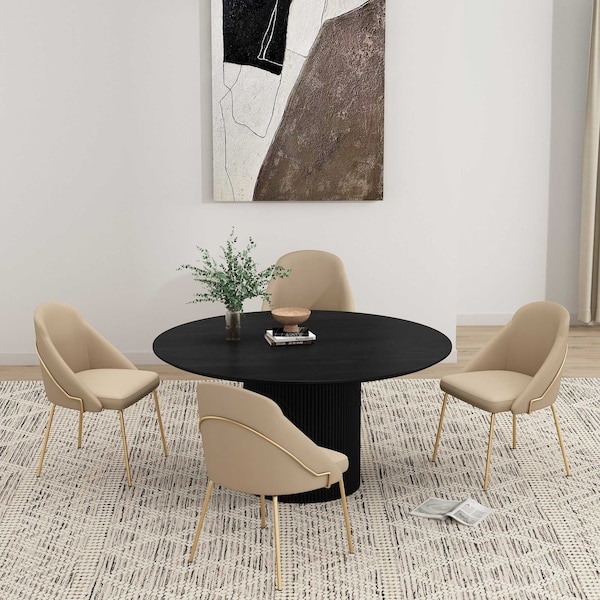 Manhattan Comfort Gracie Dining Chair in Tan and Gold - Set of 4 - 4-DC100-GTN