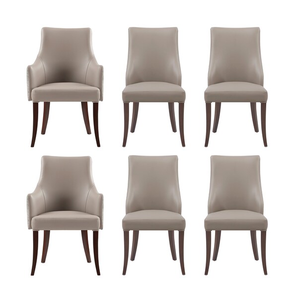 Manhattan Comfort 6-Piece Connie Dining Chair and Arm Chair in Taupe - 6-DC095-TP