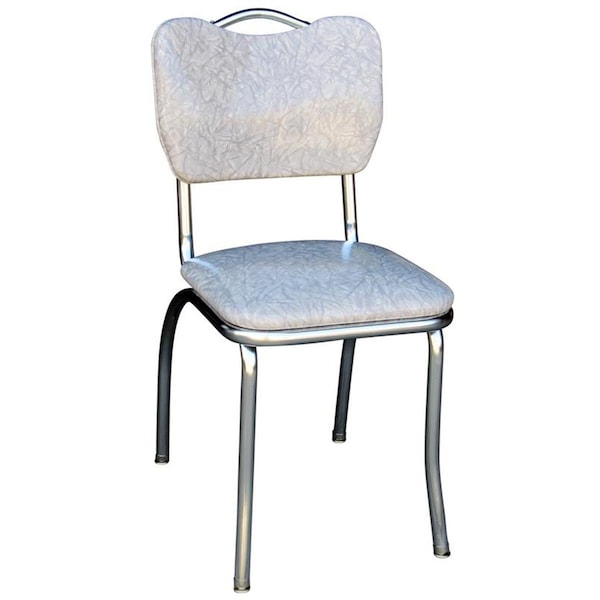 Bookazine 4161 Handle Back Diner Chair -Cracked Ice Grey- with 1 in. Pulled Seat  - Chrome - TI2644171