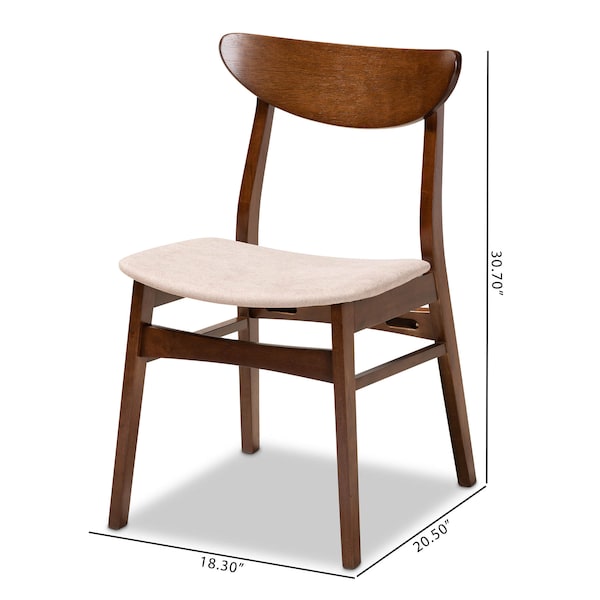 Baxton Studio Parlin Beige Upholstered and Walnut Wood 4-Piece Dining Chair Set - 167-10809