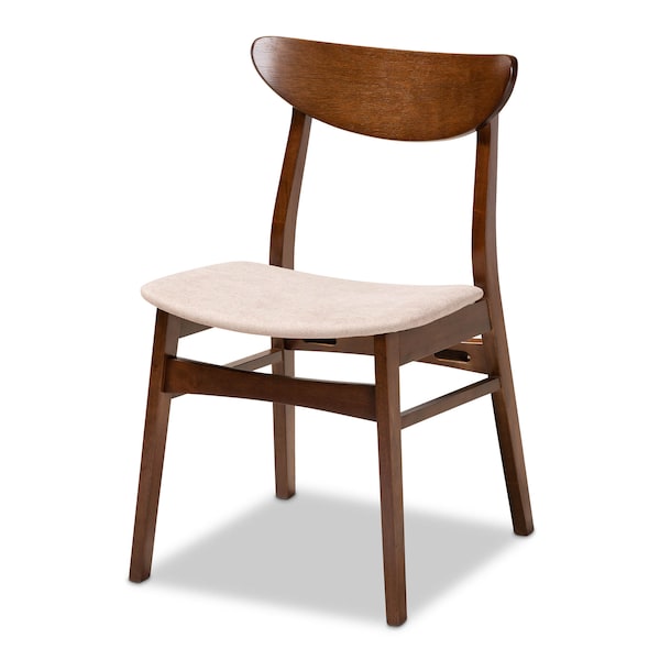 Baxton Studio Parlin Beige Upholstered and Walnut Wood 4-Piece Dining Chair Set - 167-10809