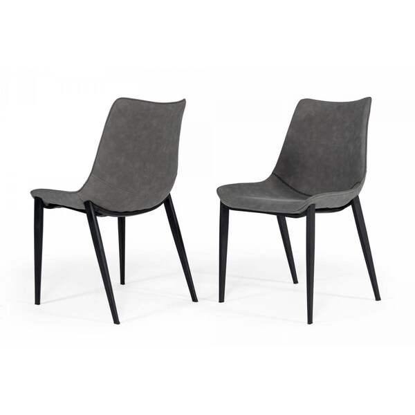 Homeroots 34 x 20 x 24 in. Faux Leather Dining Chairs , Grey, 2PK - 472213