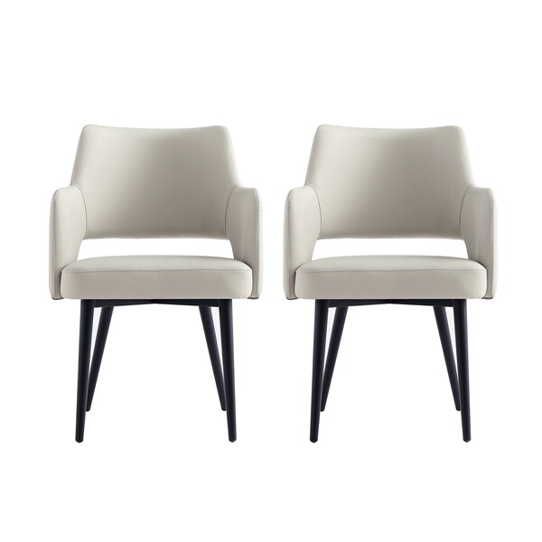 Manhattan Comfort Tremont Dining Arm Chair in Stone - Set of 2 - 2-DC104AR-ST