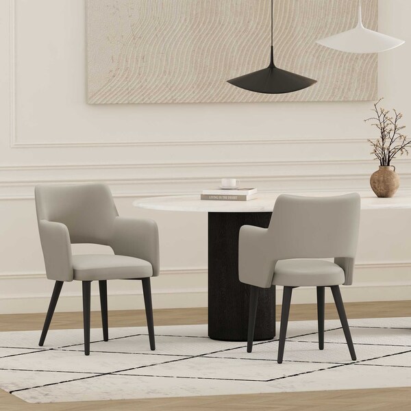 Manhattan Comfort Tremont Dining Arm Chair in Stone - Set of 2 - 2-DC104AR-ST