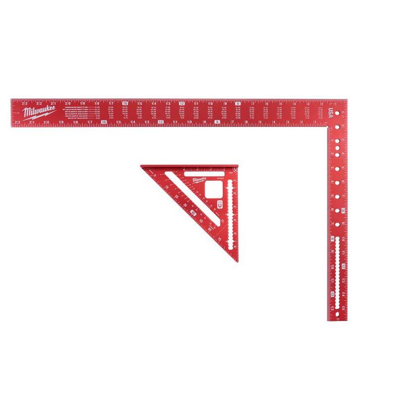 Milwaukee 7 in. Magnetic Rafter Square with 16 in. x 24 in. Aluminum Framing Square - MLSQM070-MLSQ024