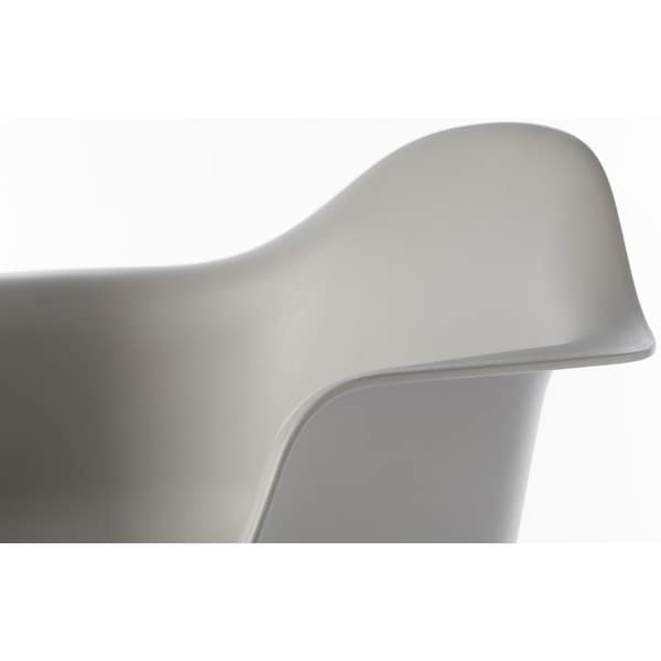 Fabulaxe Mid-Century Modern Style Plastic DAW Shell Dining Arm Chair with Wooden Dowel Eiffel Legs, Gray - QI003748.GY