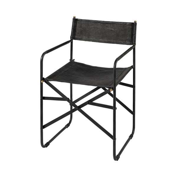 Gfancy Fixtures Black Leather with Black Iron Frame Dining Chair - GF3094815
