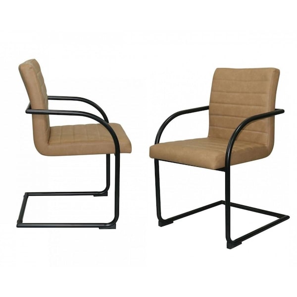 Homeroots Tan Faux Leather Industrial Dining Chairs, 2PK - 472267
