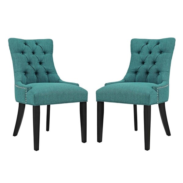 Modway Furniture 36 H x 44 W x 25 L in. Regent Dining Side Chair Fabric, Teal, 2PK - EEI-2743-TEA-SET