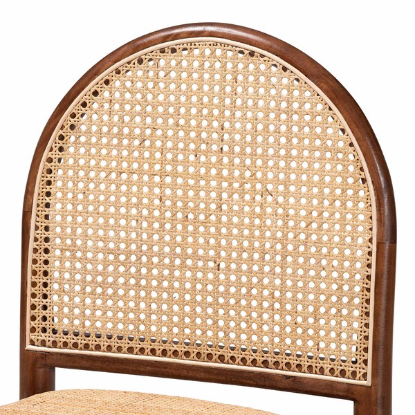 Bali & Pari Maryland Modern Bohemian Natural Rattan and Acacia Wood 2-Piece Dining Chair Set, PR - 243-2PC-13362-ZORO