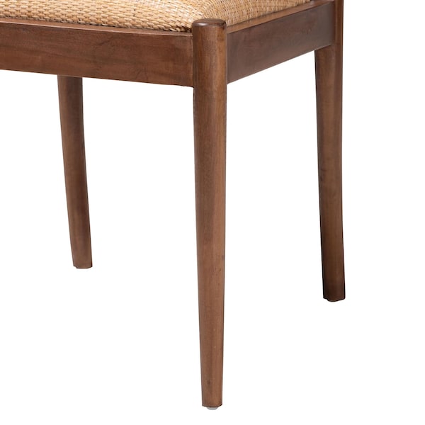 Bali & Pari Maryland Modern Bohemian Natural Rattan and Acacia Wood 2-Piece Dining Chair Set, PR - 243-2PC-13362-ZORO