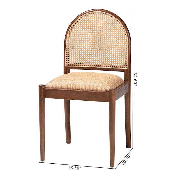 Bali & Pari Maryland Modern Bohemian Natural Rattan and Acacia Wood 2-Piece Dining Chair Set, PR - 243-2PC-13362-ZORO