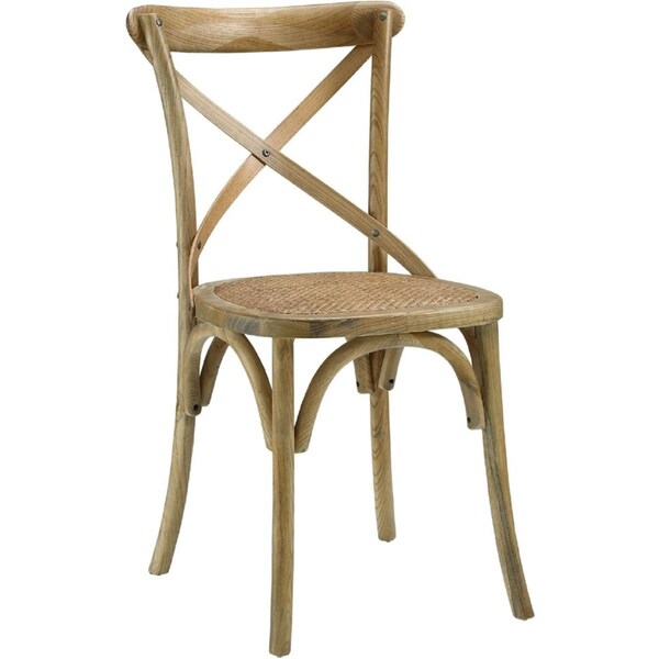 Primewir EastEnd  Gear Dining Chair with Natural X Back Frame with Rattan Seat - EEI-1541-NAT